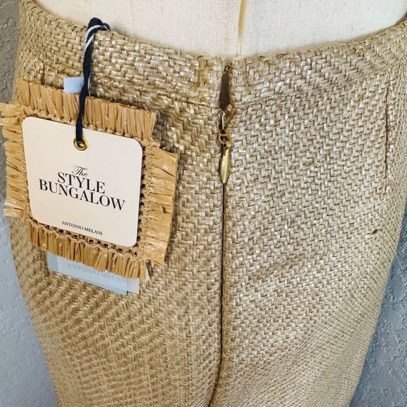 Antonio Melani The Style Bungalow Manana Raffia Midi Pencil Skirt, 12, Tan NWT‎ - Picture 7 of 15